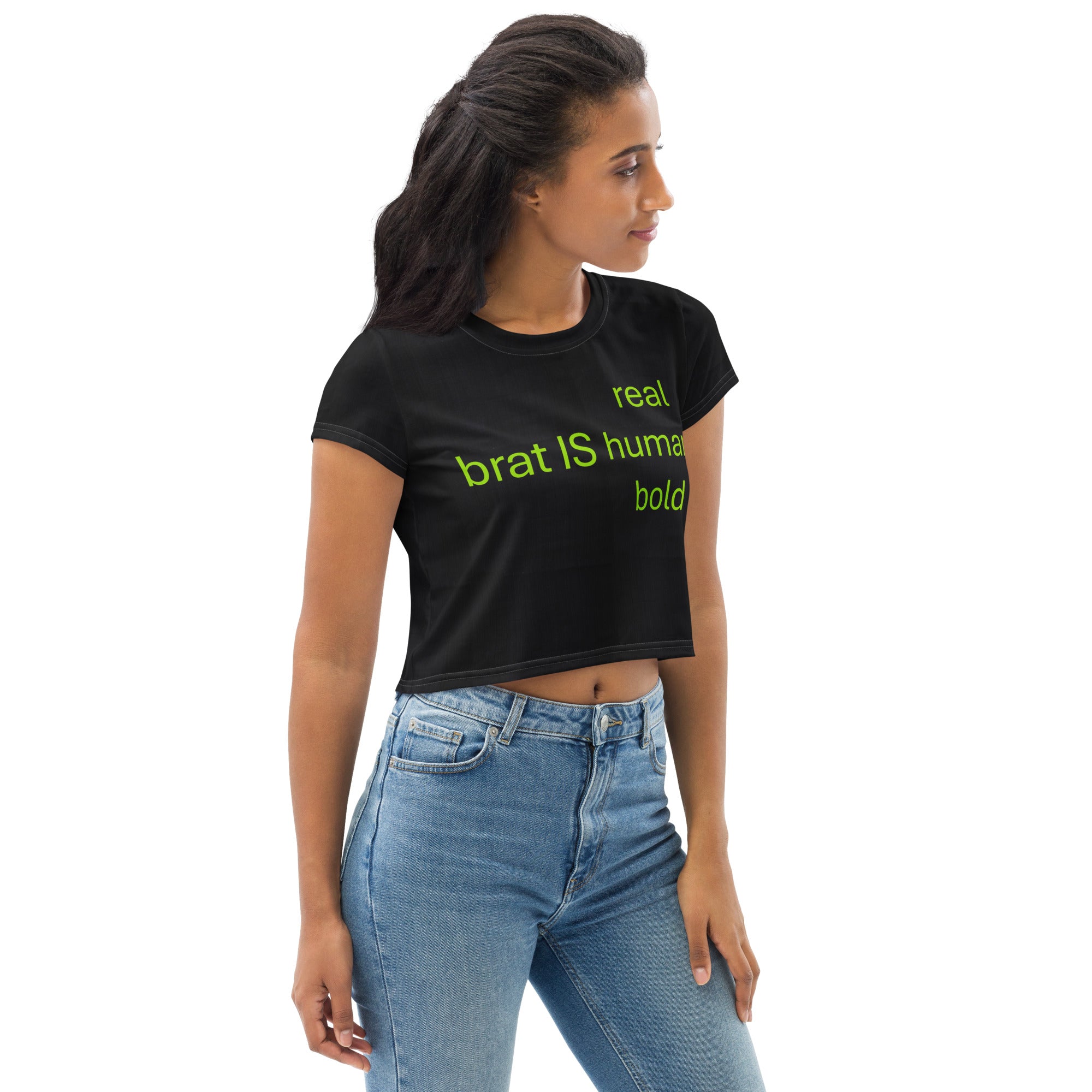 Streetwear Brat Green Crop Top. Party Crop Tee. Activewear or Runners' Top. Brat IS Real by WickedYo.